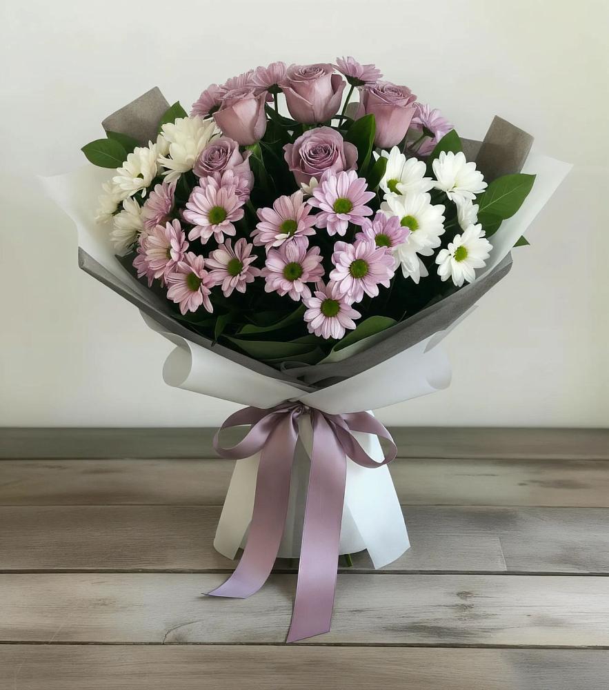 Букет цветов из: Хризантемы и Розы в Скопине