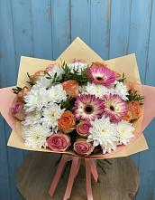 Букет цветов из:  Розы, Герберы и Хризантемы в Скопине