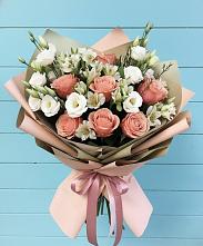 Букет цветов из:  Розы, Альстромерии и Лизиантусы в Скопине
