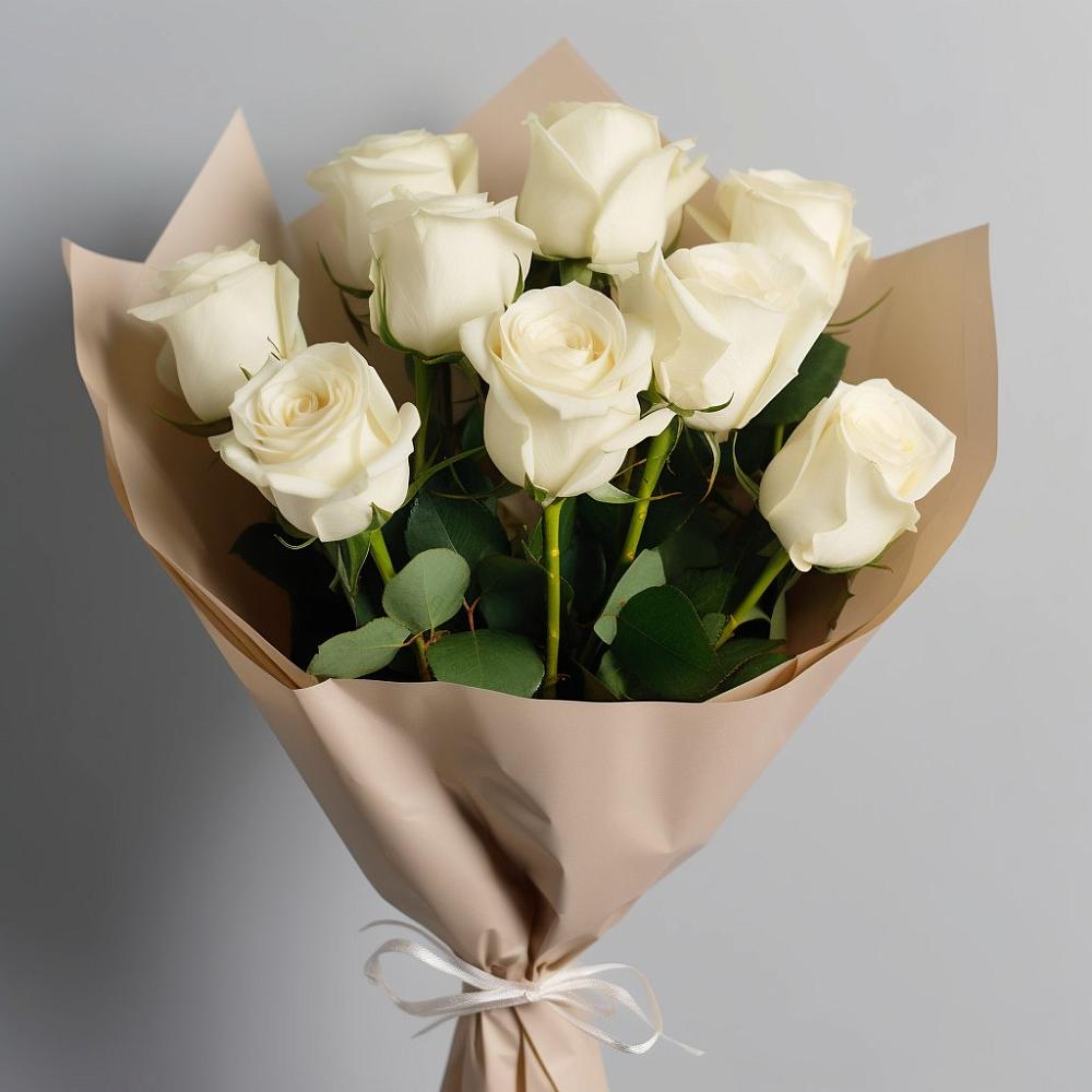 Букет 9 Белых роз Эдлесс Лав в Скопине