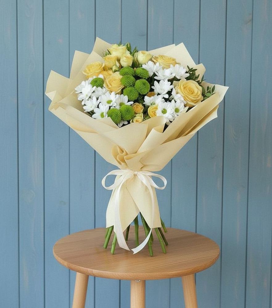 Букет цветов из: Хризантемы и Розы в Скопине