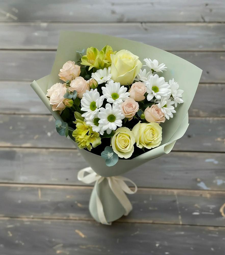 Букет цветов из: Альстромерии, Розы и Хризантемы в Скопине