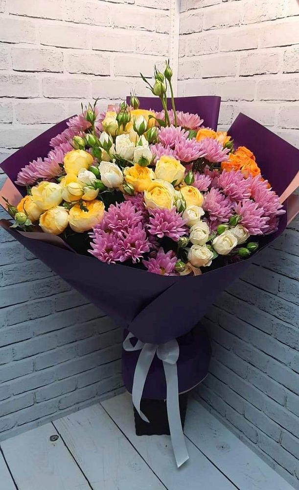 Букет цветов из: Хризантемы и Розы в Скопине