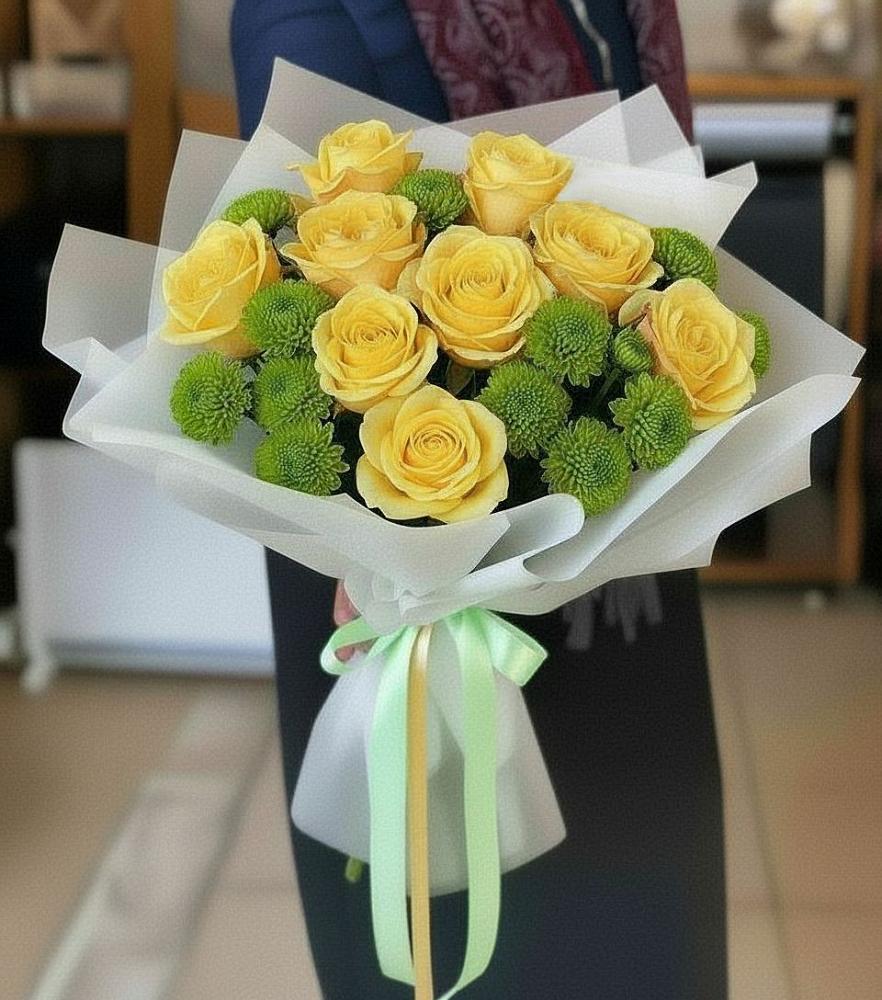 Букет цветов из: Хризантемы и Розы в Скопине