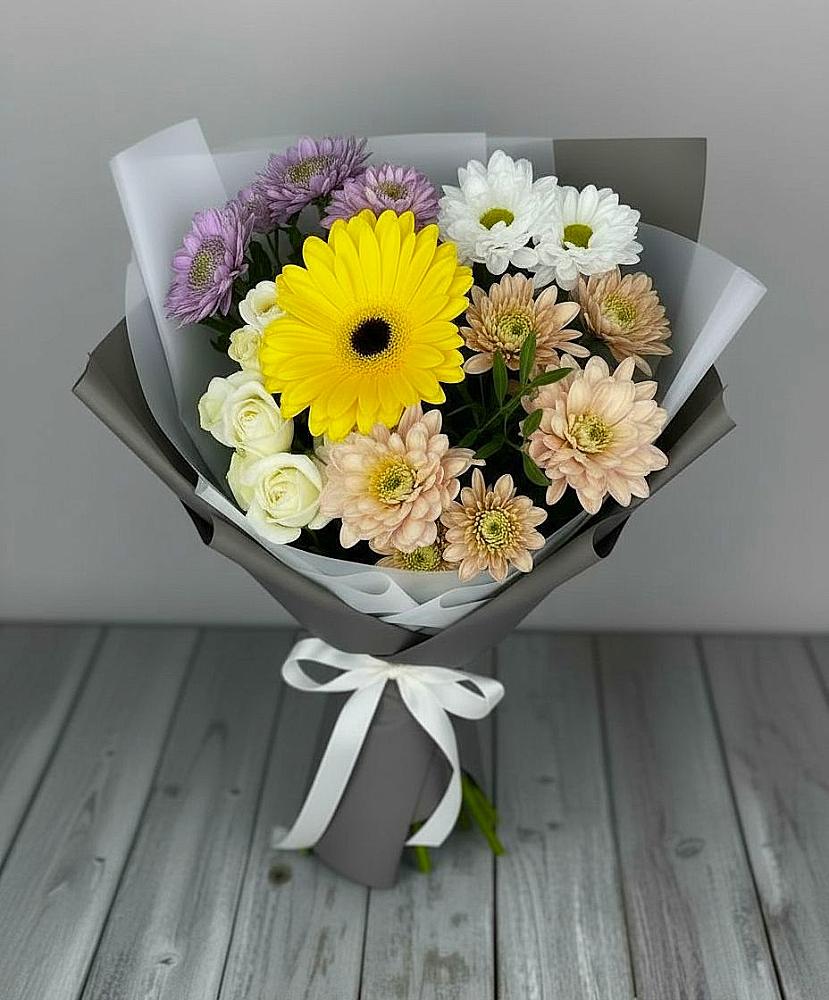 Букет цветов из: Розы, Герберы и Хризантемы в Скопине