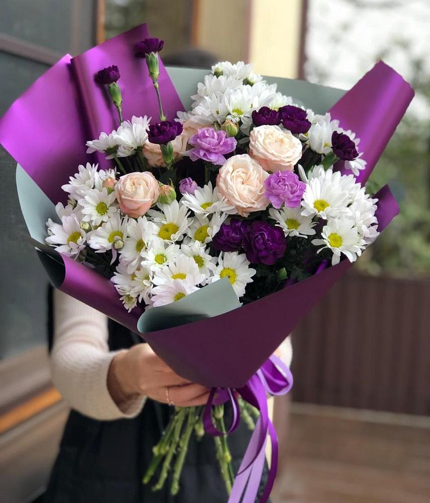 Букет цветов из: Хризантемы, Гвоздики и Розы в Скопине