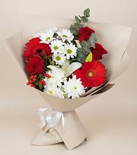 Букет цветов из:  Розы, Хризантемы, Герберы и Лилии в Скопине