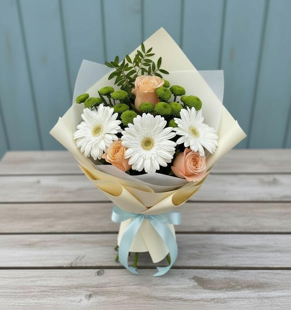 Букет цветов из: Герберы, Розы и Хризантемы в Скопине