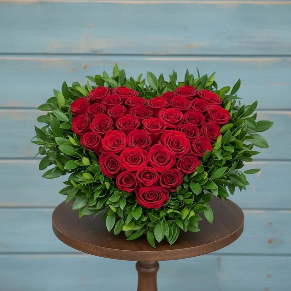 Цветочная композиция из Розы в виде сердца в Скопине