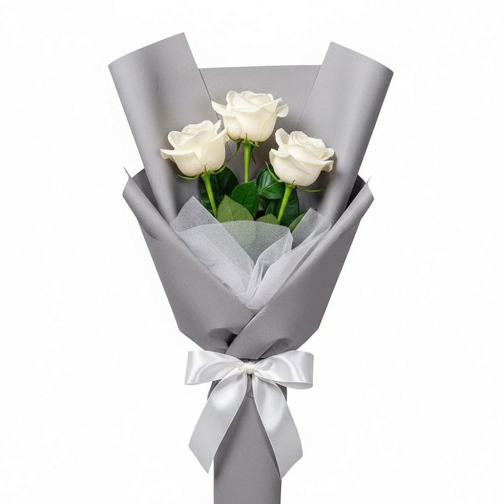 Букет 3 белые розы в Скопине
