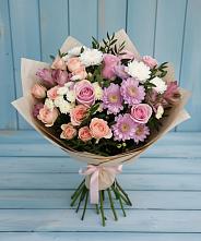 Букет цветов из:  Хризантемы, Розы и Альстромерии #REPLACE_PRED# Скопине