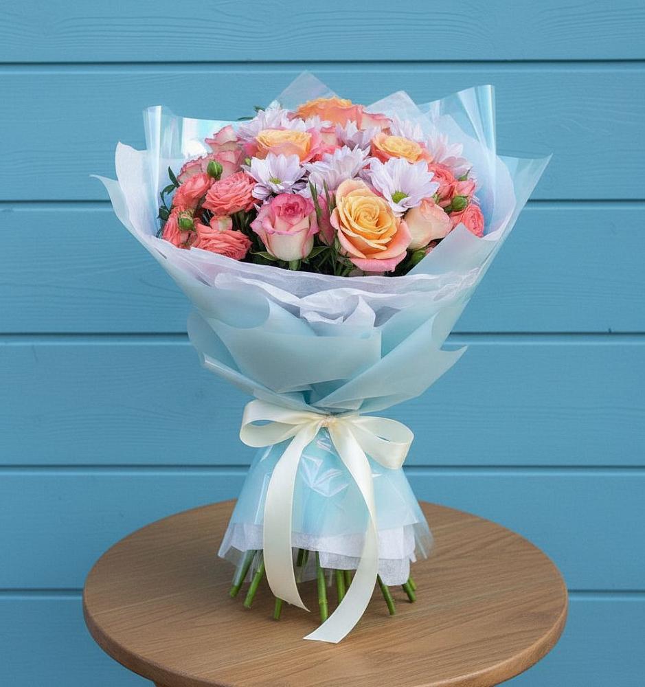 Букет цветов из: Хризантемы и Розы в Скопине