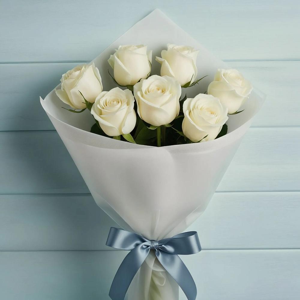 Букет 7 Белых роз Эдлесс Лав в Скопине