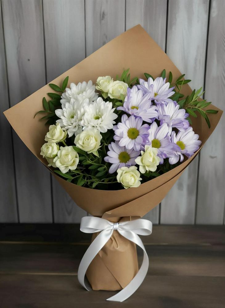Букет цветов из: Хризантемы и Розы в Скопине